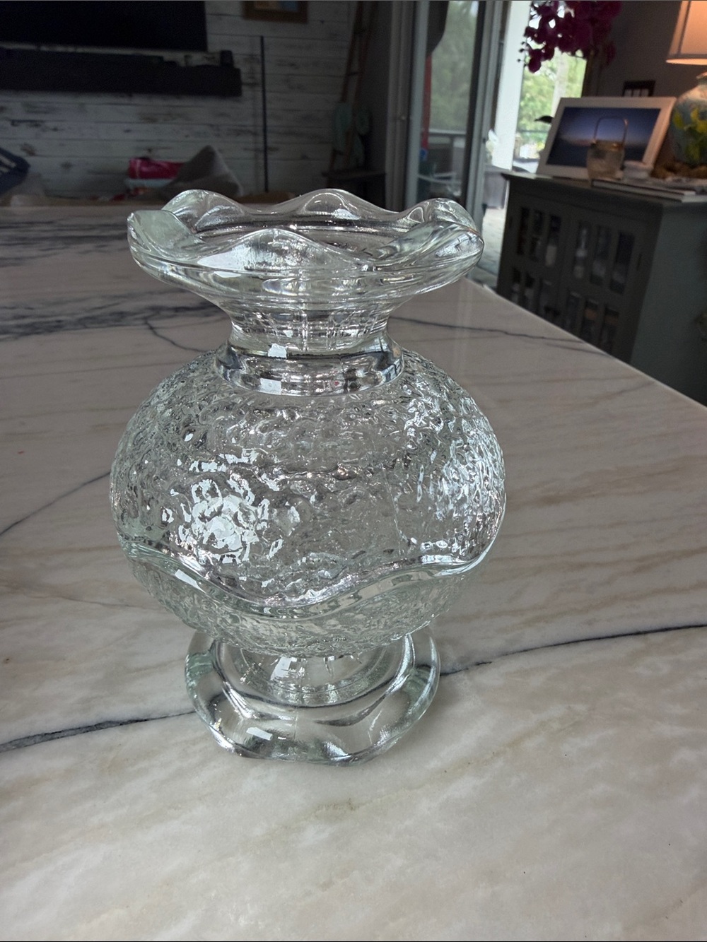 Vintage Anchor Hocking Stax 3 Way Textured Glass Candle Holders Set of 2